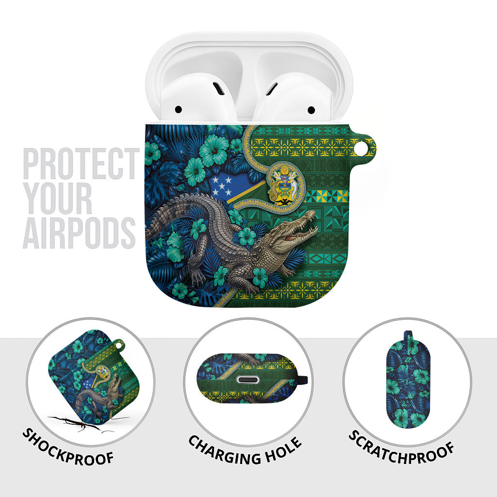 Solomon Islands Independence Day AirPods Case Crocodile Hibiscus Tribal Pattern DT05 - Polynesian Pride