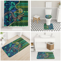 Solomon Islands Independence Day Bathroom Set Crocodile Hibiscus Tribal Pattern DT05 - Polynesian Pride