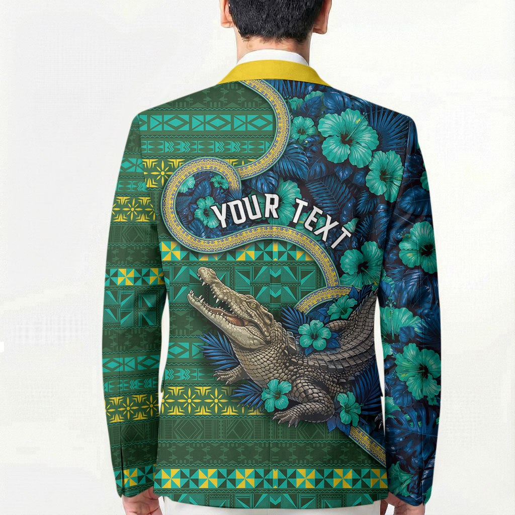 Personalised Solomon Islands Independence Day Blazer Crocodile Hibiscus Tribal Pattern DT05 - Polynesian Pride