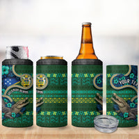 Personalised Solomon Islands Independence Day 4 in 1 Can Cooler Tumbler Crocodile Hibiscus Tribal Pattern DT05 - Polynesian Pride