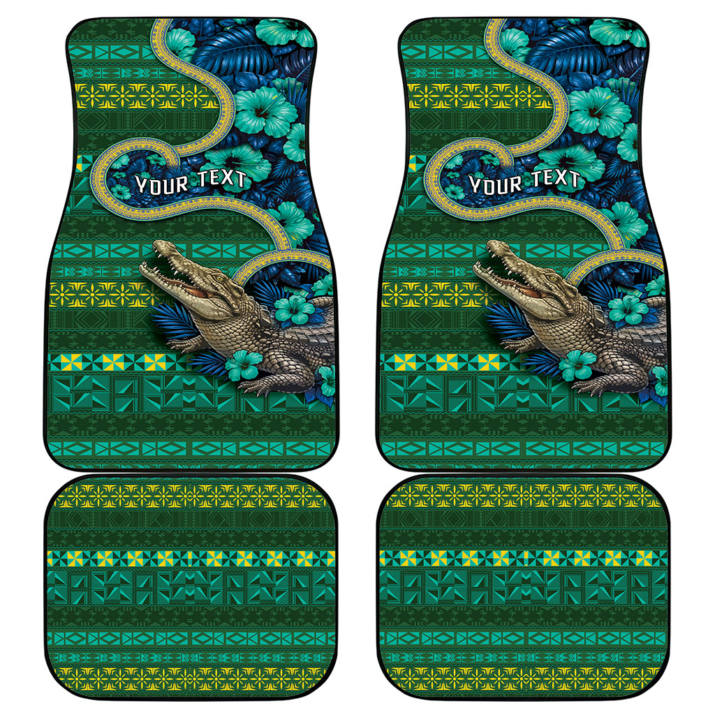Personalised Solomon Islands Independence Day Car Mats Crocodile Hibiscus Tribal Pattern DT05 - Polynesian Pride