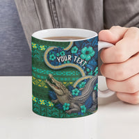 Personalised Solomon Islands Independence Day Ceramic Mug Crocodile Hibiscus Tribal Pattern DT05 - Polynesian Pride