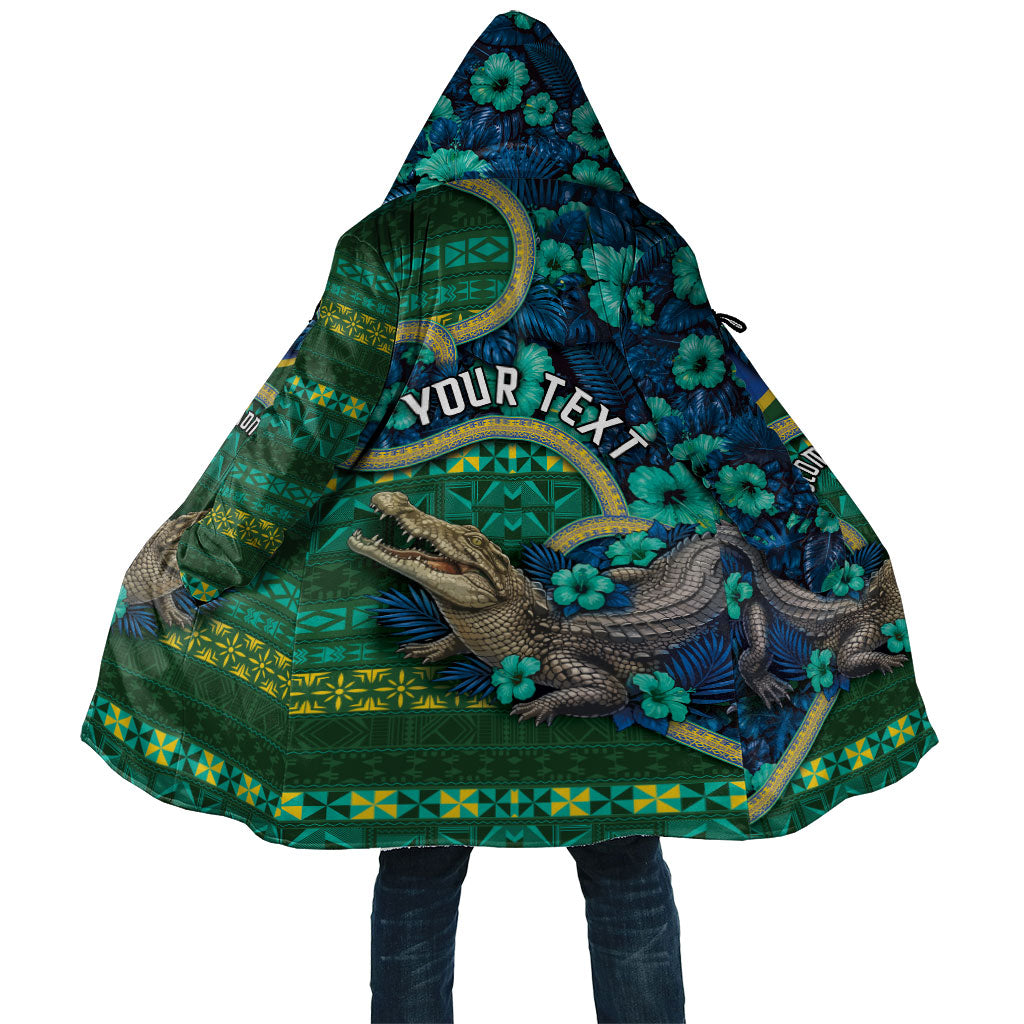 Personalised Solomon Islands Independence Day Cloak Crocodile Hibiscus Tribal Pattern DT05 Unisex Green - Polynesian Pride