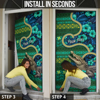 Personalised Solomon Islands Independence Day Door Cover Crocodile Hibiscus Tribal Pattern DT05 - Polynesian Pride