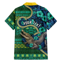 Personalised Solomon Islands Independence Day Family Matching Off Shoulder Maxi Dress and Hawaiian Shirt Crocodile Hibiscus Tribal Pattern DT05 - Polynesian Pride