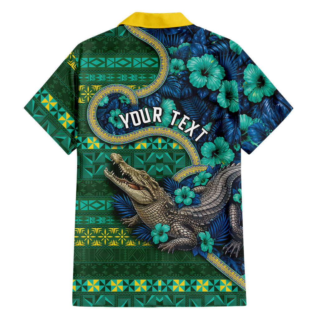 Personalised Solomon Islands Independence Day Family Matching Short Sleeve Bodycon Dress and Hawaiian Shirt Crocodile Hibiscus Tribal Pattern DT05 - Polynesian Pride