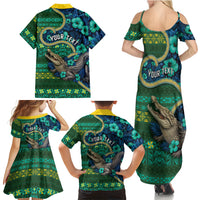 Personalised Solomon Islands Independence Day Family Matching Summer Maxi Dress and Hawaiian Shirt Crocodile Hibiscus Tribal Pattern DT05 - Polynesian Pride