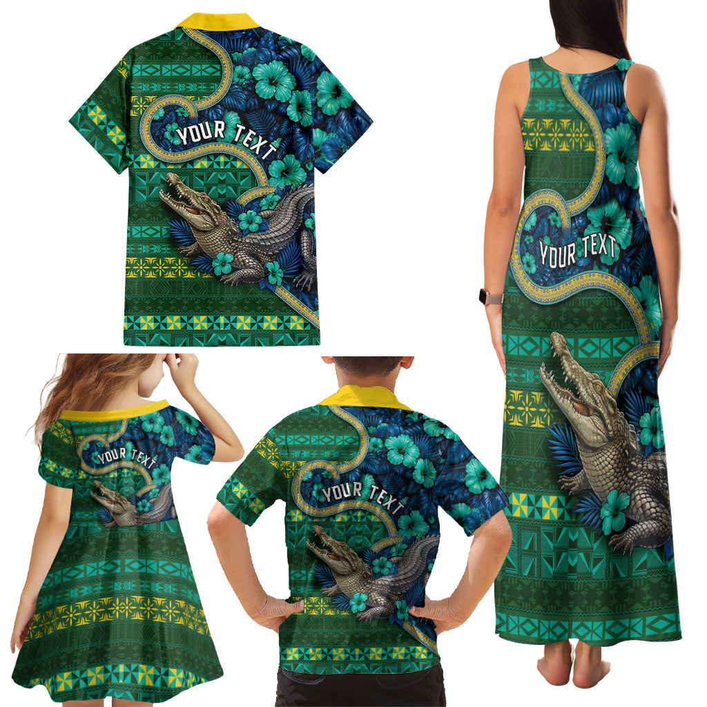 Personalised Solomon Islands Independence Day Family Matching Tank Maxi Dress and Hawaiian Shirt Crocodile Hibiscus Tribal Pattern DT05 - Polynesian Pride