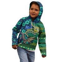 Personalised Solomon Islands Independence Day Kid Hoodie Crocodile Hibiscus Tribal Pattern DT05 - Polynesian Pride