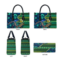 Solomon Islands Independence Day Leather Bag Crocodile Hibiscus Tribal Pattern DT05 - Polynesian Pride