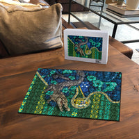 Solomon Islands Independence Day Puzzle Crocodile Hibiscus Tribal Pattern DT05 - Polynesian Pride