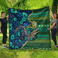 Solomon Islands Independence Day Quilt Crocodile Hibiscus Tribal Pattern DT05 - Polynesian Pride