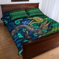 Solomon Islands Independence Day Quilt Bed Set Crocodile Hibiscus Tribal Pattern DT05 - Polynesian Pride