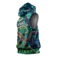 Personalised Solomon Islands Independence Day Sleeveless Hoodie Crocodile Hibiscus Tribal Pattern DT05 - Polynesian Pride