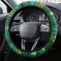 Solomon Islands Independence Day Steering Wheel Cover Crocodile Hibiscus Tribal Pattern DT05 - Polynesian Pride