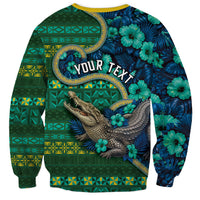 Personalised Solomon Islands Independence Day Sweatshirt Crocodile Hibiscus Tribal Pattern DT05 - Polynesian Pride