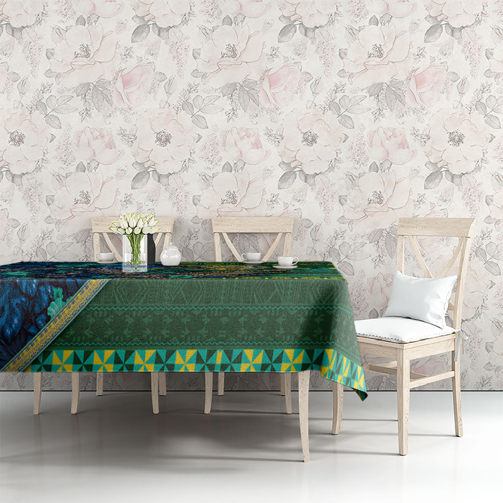 Solomon Islands Independence Day Tablecloth Crocodile Hibiscus Tribal Pattern DT05 - Polynesian Pride