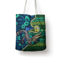 Solomon Islands Independence Day Tote Bag Crocodile Hibiscus Tribal Pattern DT05 - Polynesian Pride