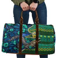 Solomon Islands Independence Day Travel Bag Crocodile Hibiscus Tribal Pattern DT05 Green - Polynesian Pride