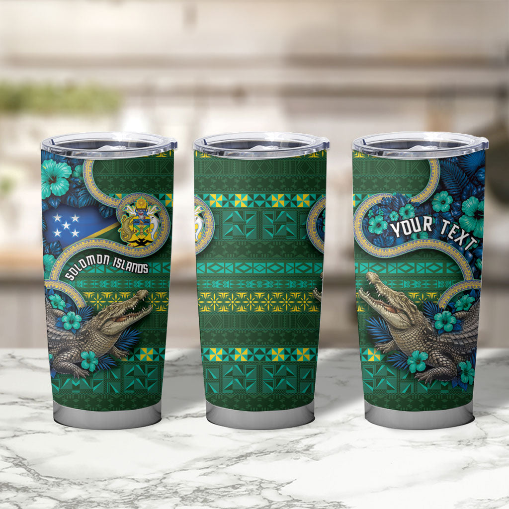 Personalised Solomon Islands Independence Day Tumbler Cup Crocodile Hibiscus Tribal Pattern DT05 - Polynesian Pride
