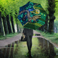 Solomon Islands Independence Day Umbrella Crocodile Hibiscus Tribal Pattern DT05 - Polynesian Pride