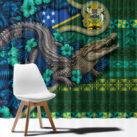 Solomon Islands Independence Day Window Curtain Crocodile Hibiscus Tribal Pattern DT05 - Polynesian Pride