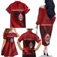 French Polynesia Is In My DNA Family Matching Off The Shoulder Long Sleeve Dress and Hawaiian Shirt DT05 - Polynesian Pride