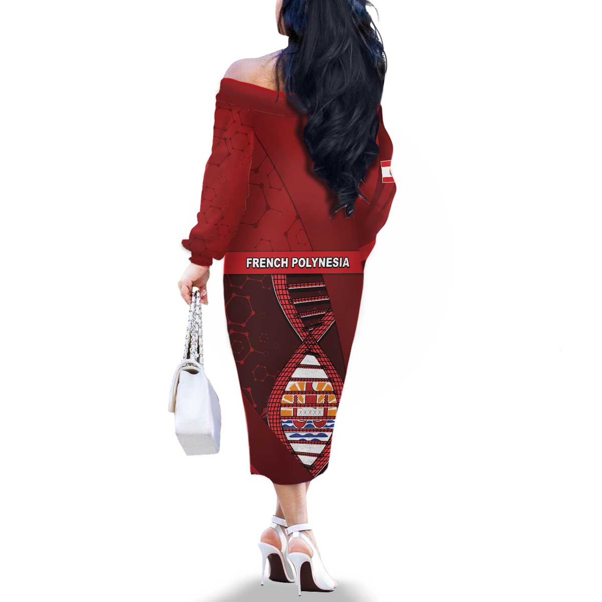 French Polynesia Is In My DNA Family Matching Off The Shoulder Long Sleeve Dress and Hawaiian Shirt DT05 - Polynesian Pride