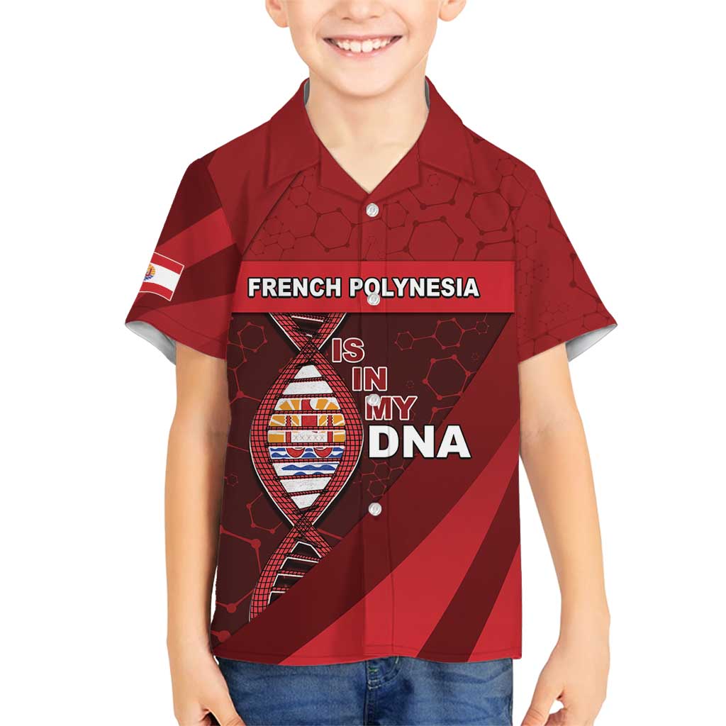 French Polynesia Is In My DNA Family Matching Off Shoulder Maxi Dress and Hawaiian Shirt DT05 Son's Shirt Red - Polynesian Pride