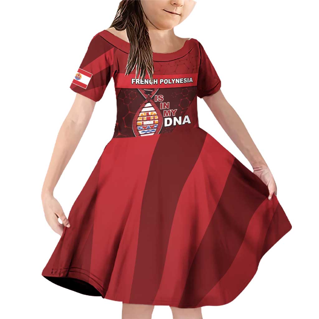 French Polynesia Is In My DNA Family Matching Off Shoulder Short Dress and Hawaiian Shirt DT05 Daughter's Dress Red - Polynesian Pride