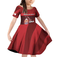 French Polynesia Is In My DNA Family Matching Off Shoulder Short Dress and Hawaiian Shirt DT05 Daughter's Dress Red - Polynesian Pride