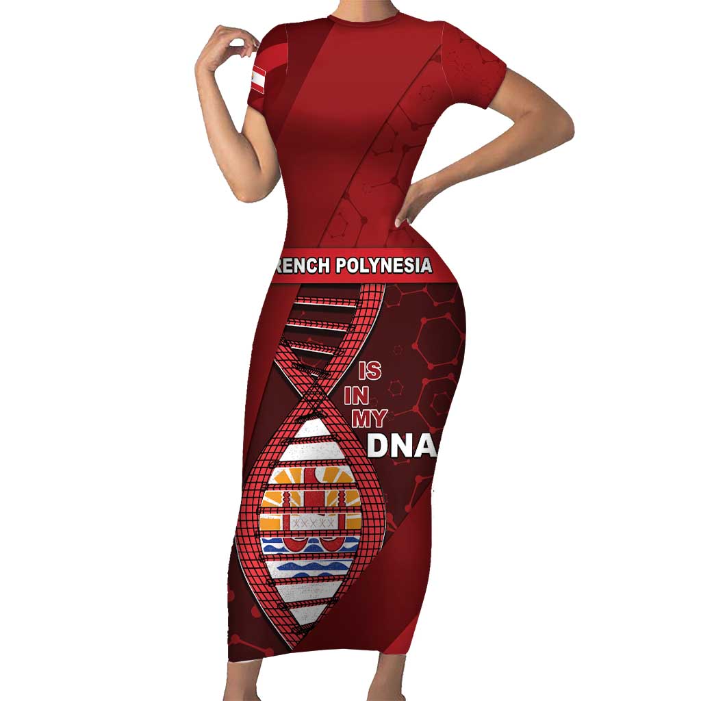 French Polynesia Is In My DNA Family Matching Short Sleeve Bodycon Dress and Hawaiian Shirt DT05 Mom's Dress Red - Polynesian Pride