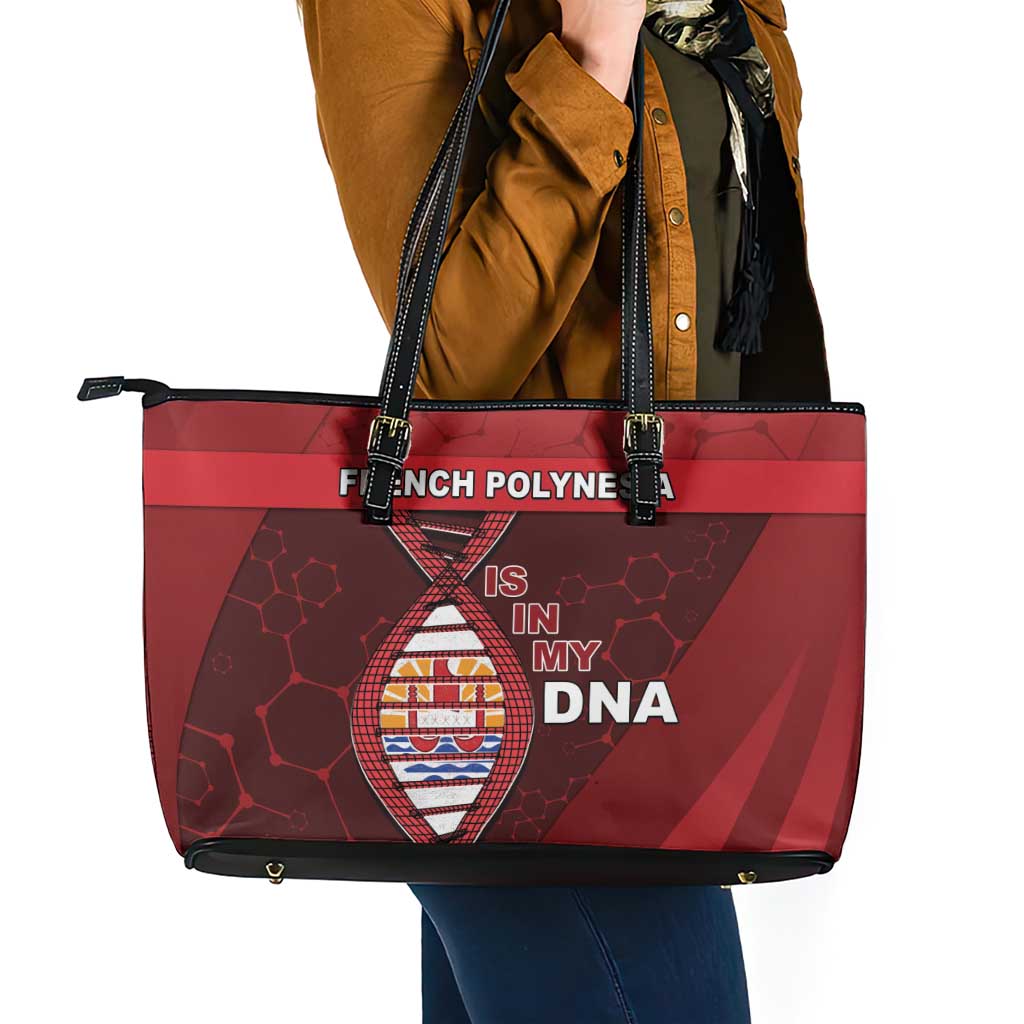 French Polynesia Is In My DNA Leather Tote Bag DT05 - Polynesian Pride