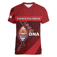 French Polynesia Is In My DNA Women V-Neck T-Shirt DT05 Female Red - Polynesian Pride