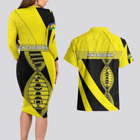 New Caledonia Is In My DNA Couples Matching Long Sleeve Bodycon Dress and Hawaiian Shirt DT05 - Polynesian Pride
