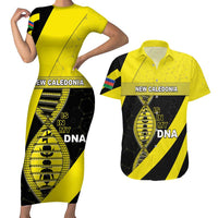 New Caledonia Is In My DNA Couples Matching Short Sleeve Bodycon Dress and Hawaiian Shirt DT05 Yellow - Polynesian Pride