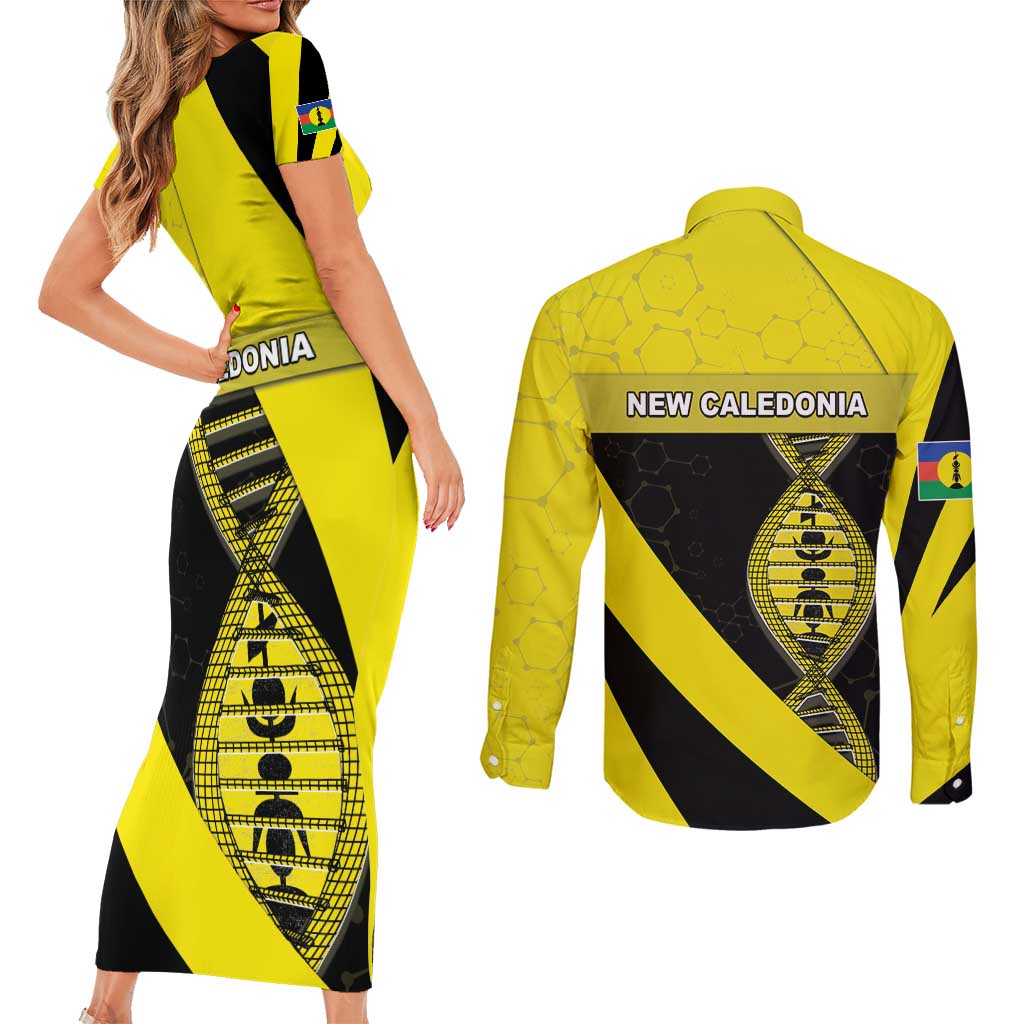 New Caledonia Is In My DNA Couples Matching Short Sleeve Bodycon Dress and Long Sleeve Button Shirt DT05 - Polynesian Pride