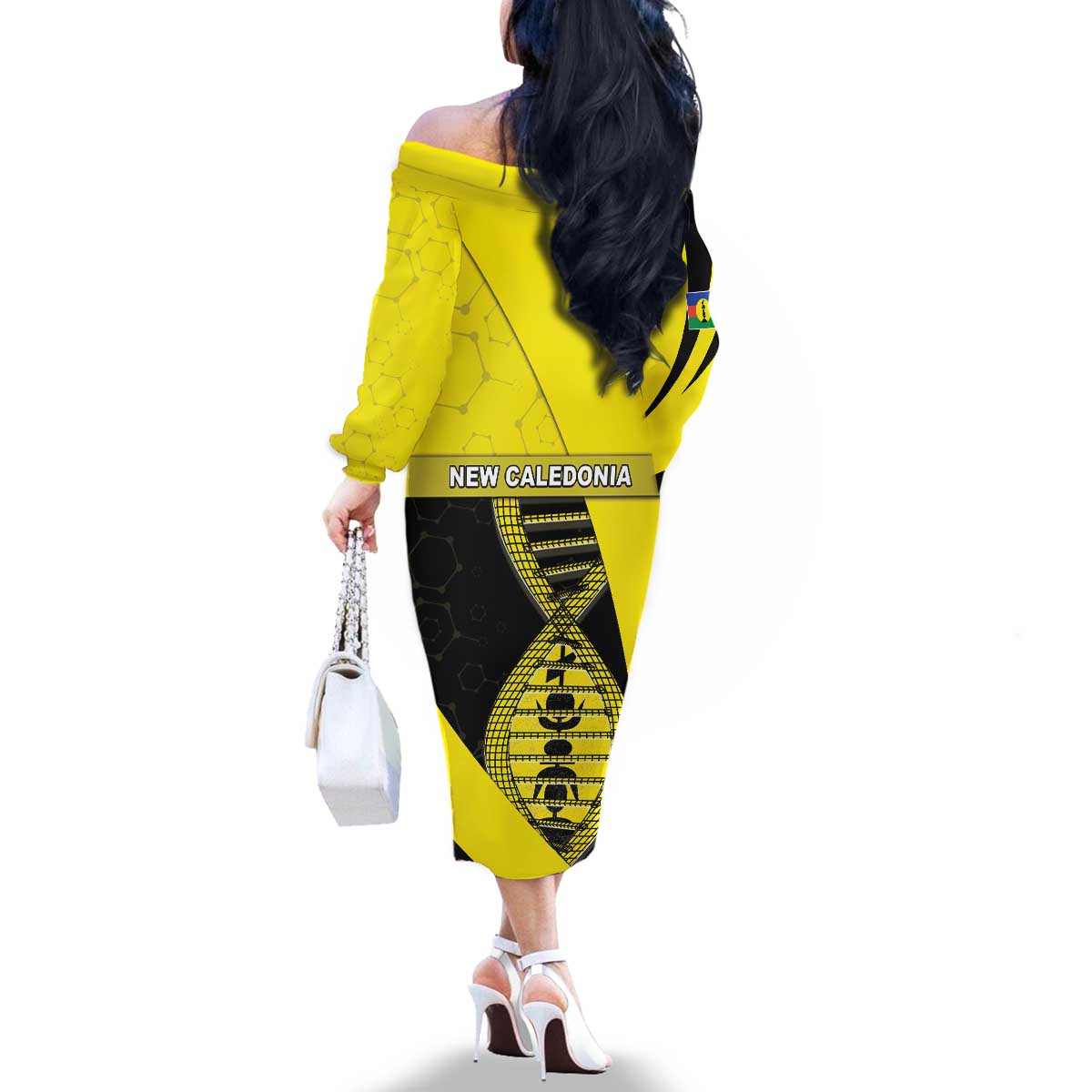 New Caledonia Is In My DNA Family Matching Off The Shoulder Long Sleeve Dress and Hawaiian Shirt DT05 - Polynesian Pride