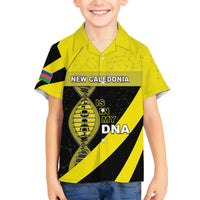 New Caledonia Is In My DNA Family Matching Off The Shoulder Long Sleeve Dress and Hawaiian Shirt DT05 Son's Shirt Yellow - Polynesian Pride