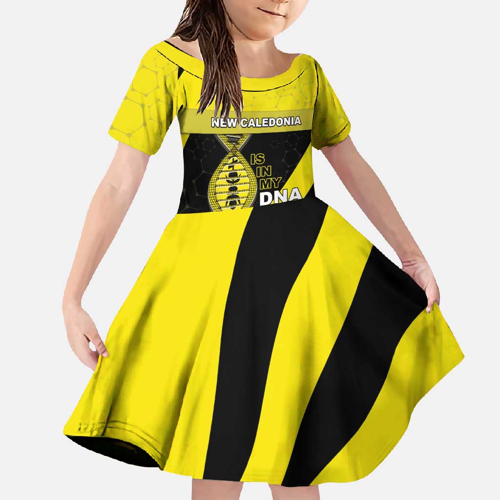 New Caledonia Is In My DNA Family Matching Off Shoulder Maxi Dress and Hawaiian Shirt DT05 Daughter's Dress Yellow - Polynesian Pride