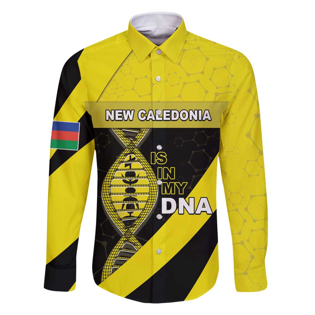 New Caledonia Is In My DNA Family Matching Off Shoulder Maxi Dress and Hawaiian Shirt DT05 Dad's Shirt - Long Sleeve Yellow - Polynesian Pride