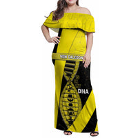 New Caledonia Is In My DNA Family Matching Off Shoulder Maxi Dress and Hawaiian Shirt DT05 Mom's Dress Yellow - Polynesian Pride