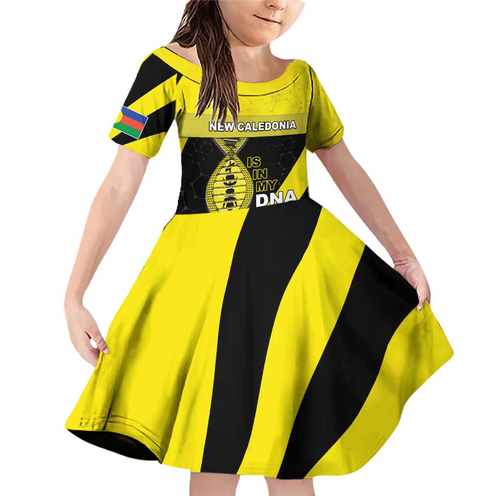 New Caledonia Is In My DNA Family Matching Off Shoulder Short Dress and Hawaiian Shirt DT05 Daughter's Dress Yellow - Polynesian Pride