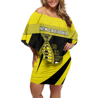 New Caledonia Is In My DNA Family Matching Off Shoulder Short Dress and Hawaiian Shirt DT05 Mom's Dress Yellow - Polynesian Pride