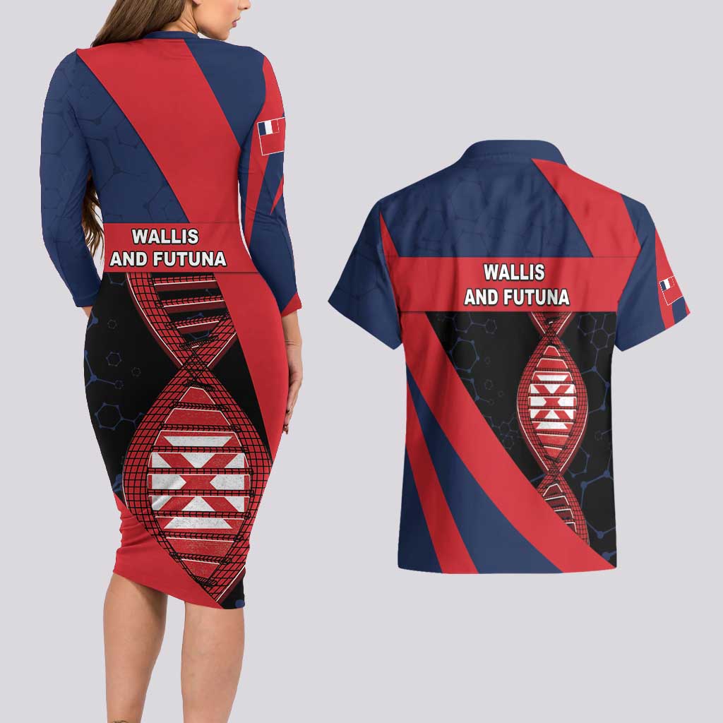 Wallis And Futuna Is In My DNA Couples Matching Long Sleeve Bodycon Dress and Hawaiian Shirt DT05 - Polynesian Pride