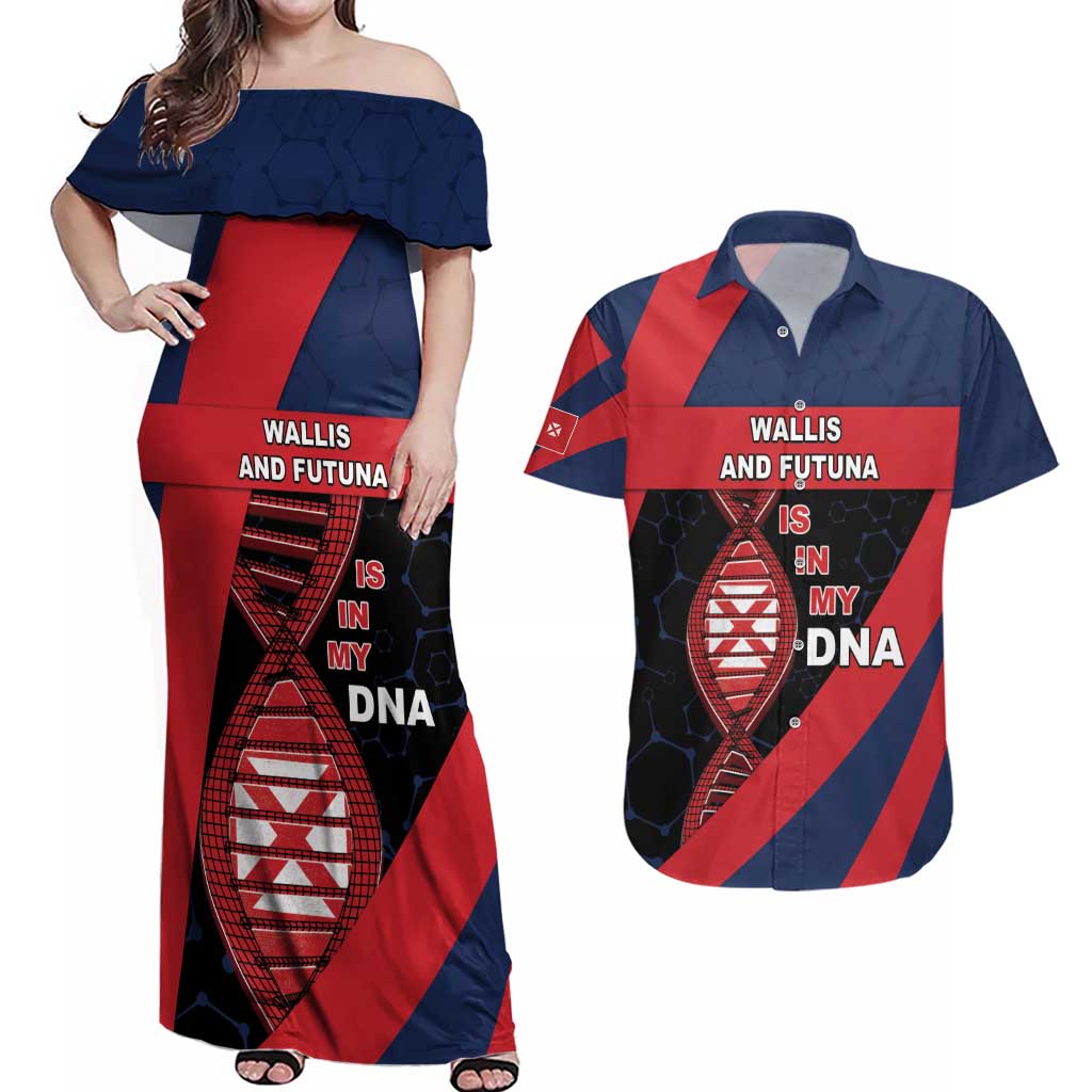 Wallis And Futuna Is In My DNA Couples Matching Off Shoulder Maxi Dress and Hawaiian Shirt DT05 Multicolor - Polynesian Pride