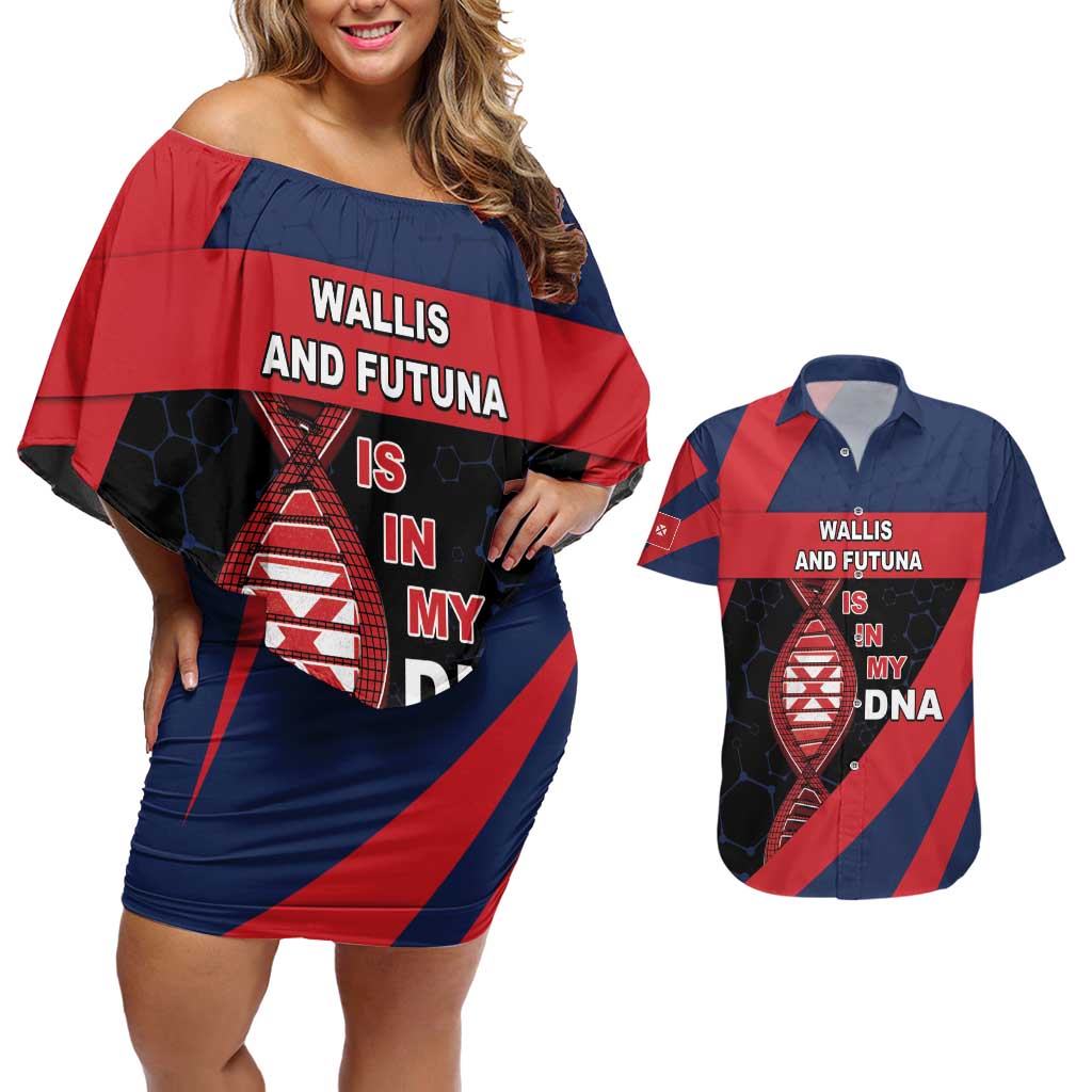 Wallis And Futuna Is In My DNA Couples Matching Off Shoulder Short Dress and Hawaiian Shirt DT05 Multicolor - Polynesian Pride