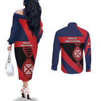 Wallis And Futuna Is In My DNA Couples Matching Off The Shoulder Long Sleeve Dress and Long Sleeve Button Shirt DT05 - Polynesian Pride