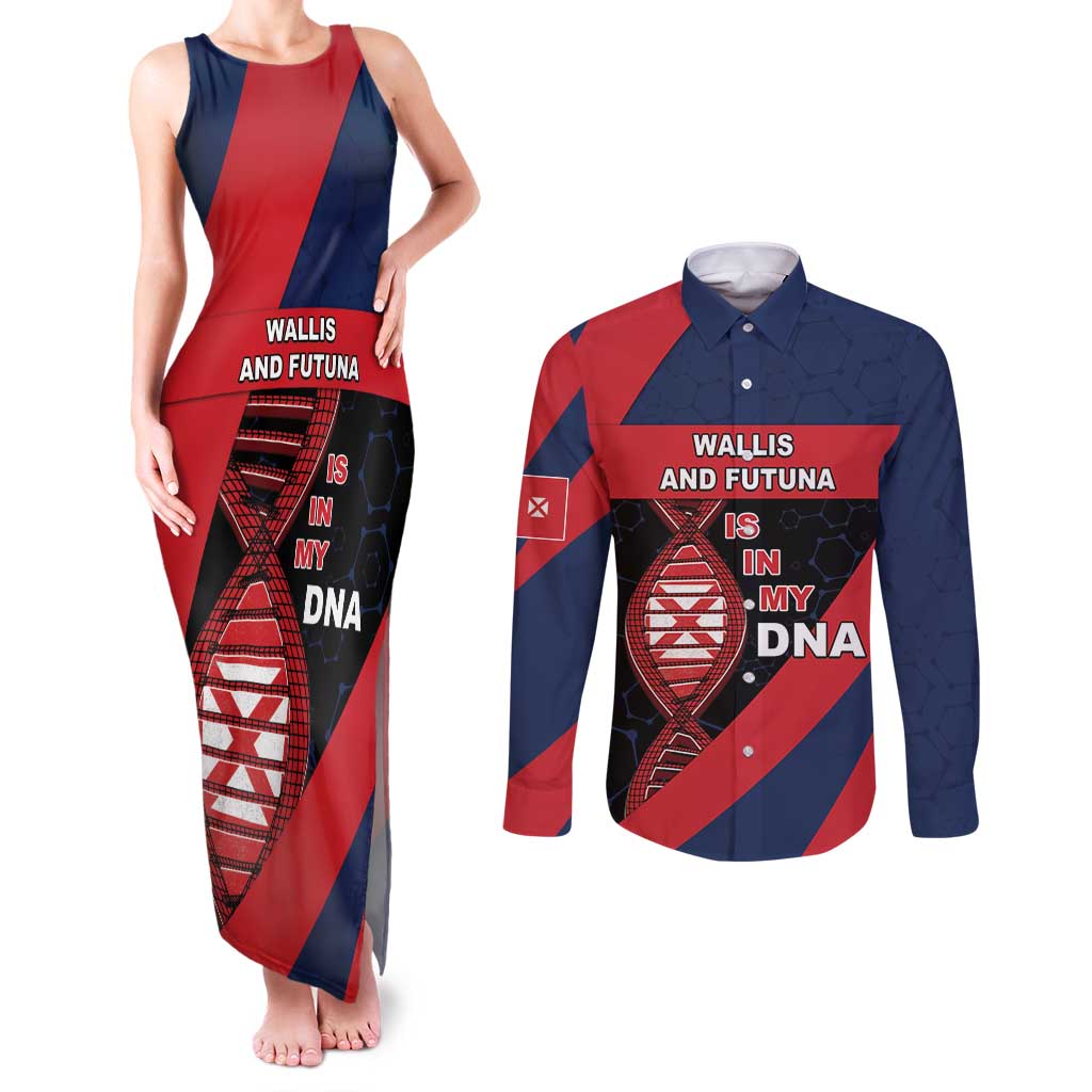 Wallis And Futuna Is In My DNA Couples Matching Tank Maxi Dress and Long Sleeve Button Shirt - Polynesian Pride