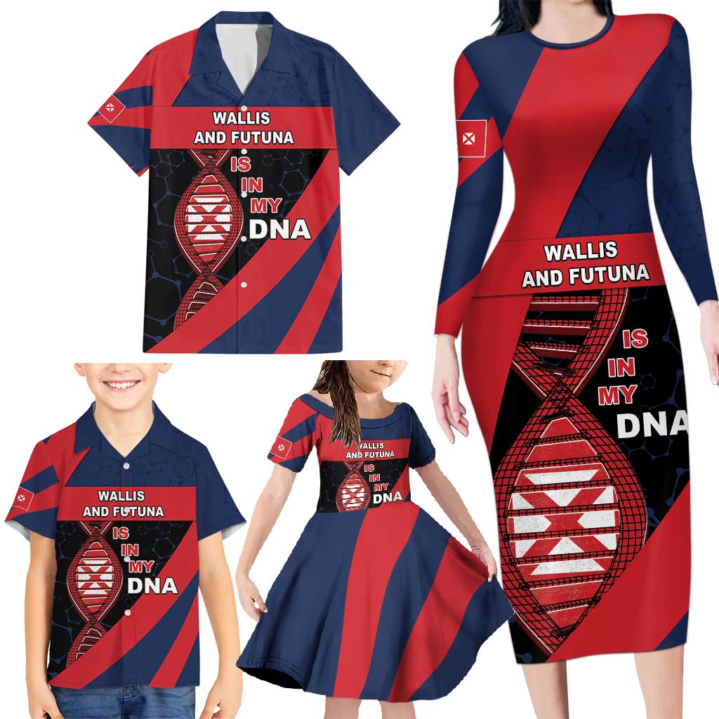 Wallis And Futuna Is In My DNA Family Matching Long Sleeve Bodycon Dress and Hawaiian Shirt DT05 - Polynesian Pride